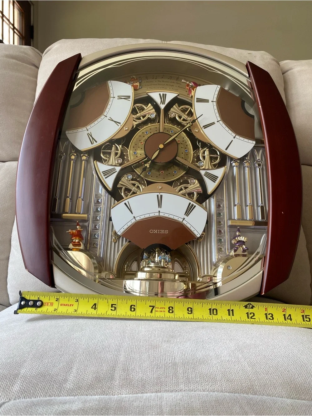 Seiko Brown and Gold Animated Musical Wall Clock